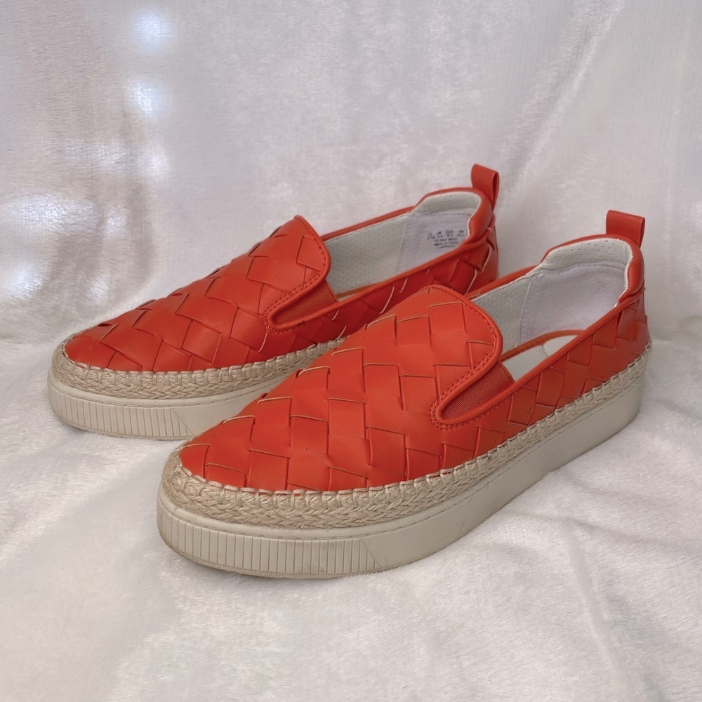 Franco Sarto Platform Homer 3 Orange Woven Slip On Sneakers Size 9.5